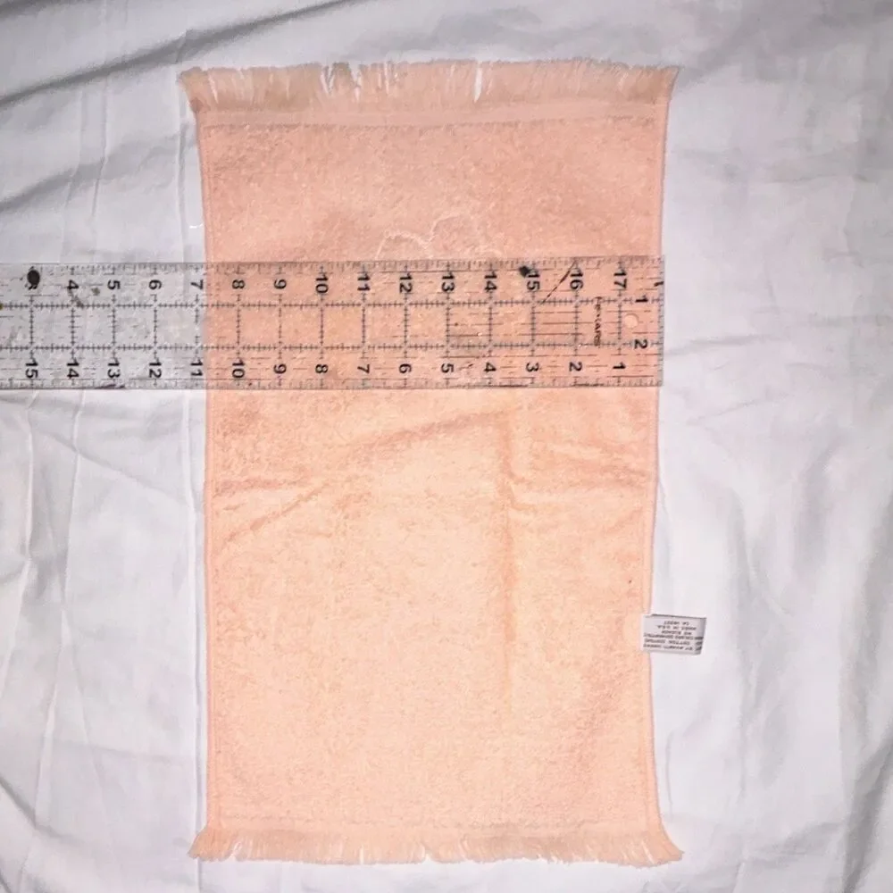 Avanti Peach Cotton Hand Towel Embroidered Butterfly Fringe 7x17 in